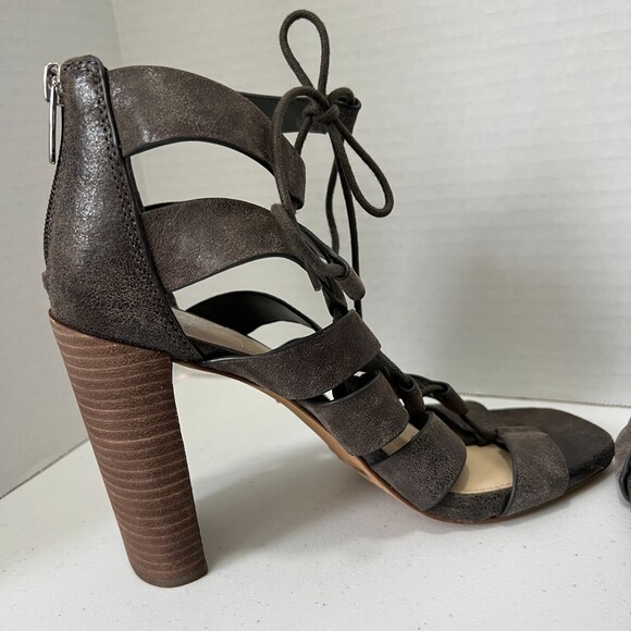 Vince Camuto Phandras Stacked Heel Sandal Heels Dark Taupe Women's 8 M - Picture 7 of 10